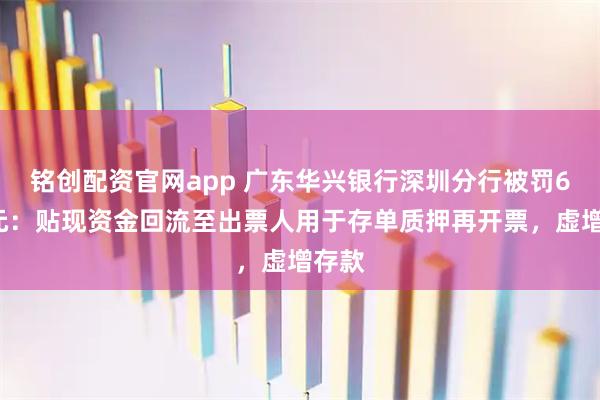 铭创配资官网app 广东华兴银行深圳分行被罚60万元:贴现资金回流至出票人用于存单质押再开票,虚增存款